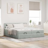thumbnail of vidaXL Ottoman-Bett mit Matratzen & LEDs Hellgrau 160x200 cm Samt