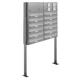 thumbnail of AL Briefkastensysteme 12 Fächer Premium Edelstahl Stand Briefkasten Anlage mit Klingeln, Post A4, modern, robust, wetterfest, Artikelnummer 132V12S2KS