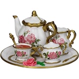 thumbnail of Christbaumschmuck 9cm Keramik Teeservice Figur Handbemalt & mit Glitzer Weihnachtsbaum Anhänger Weihnachten Weihnachtsbaumschmuck Teekanne Weiß Gold