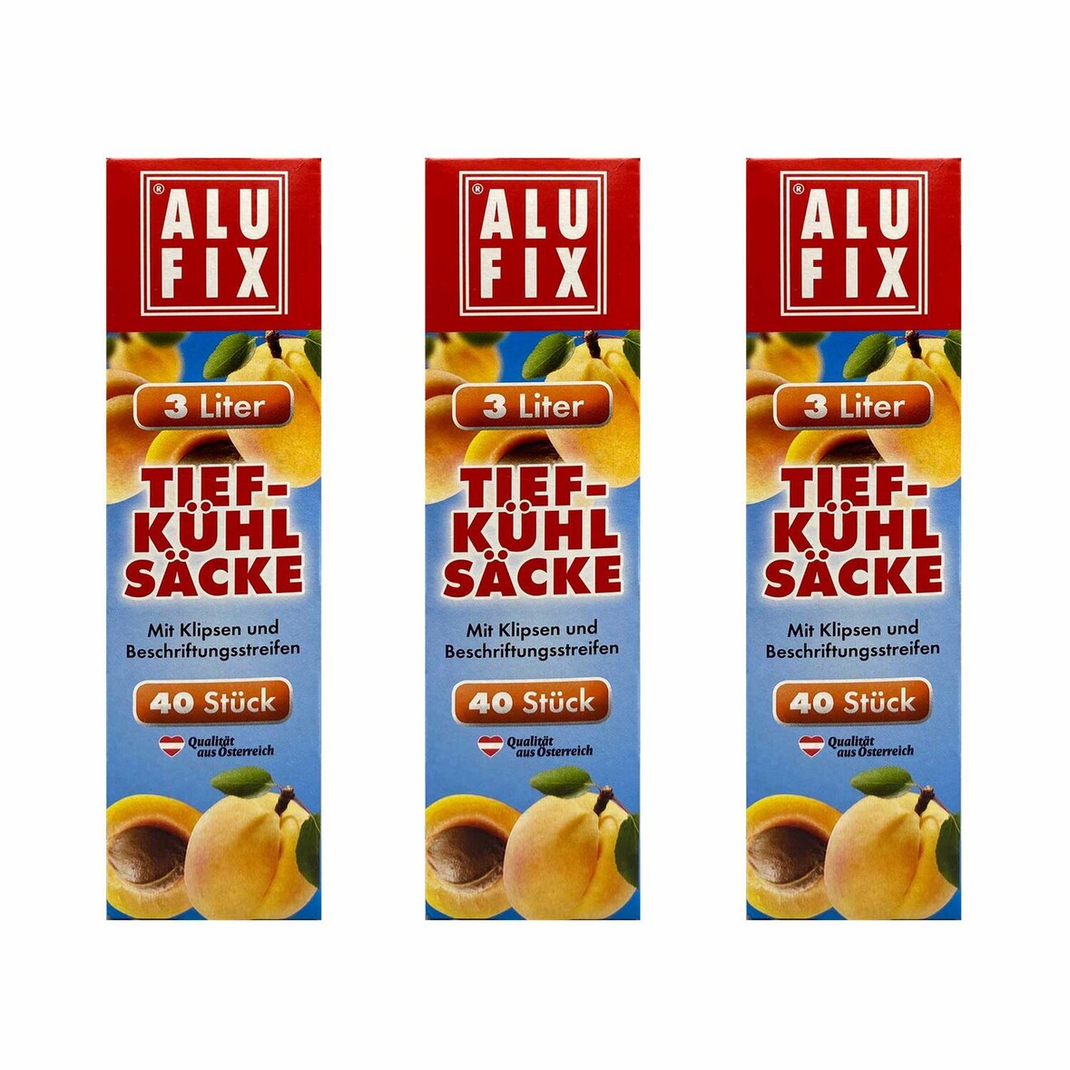 120x ALUFIX Gefrierbeutel Tiefkühlbeutel 3 Liter 25 x 32cm Verschlussclips