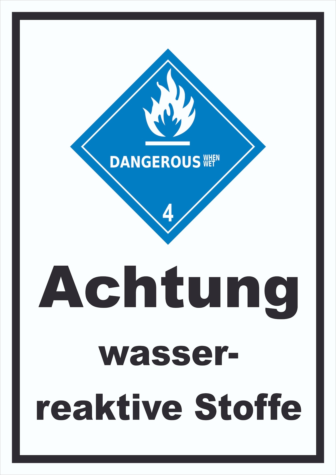 Schild wasserreaktive Stoffe Dangerous when wet hochkant A3 (297x420mm)