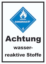 thumbnail of Schild wasserreaktive Stoffe Dangerous when wet hochkant A3 (297x420mm)