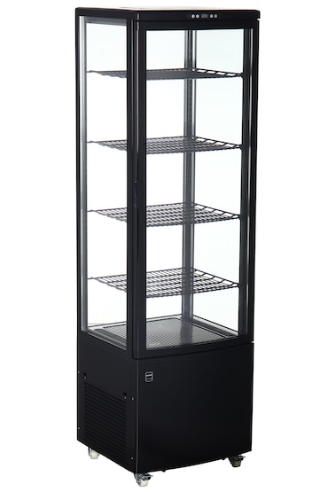METRO PROFESSIONAL Vetrina panoramica refrigerata GGC3235B, 51.5 x 48.5 x 169 cm, 235 L, 4 ripiani regolabili, con 4 ruote, nero