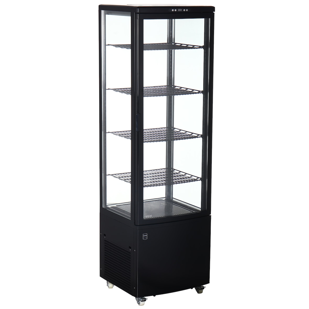 METRO PROFESSIONAL Panorama Kühlvitrine GGC3235B, 51.5 x 48.5 x 169 cm, 235 L, 4 verstellbare Einlegeböden, mit 4 Rollen, schwarz