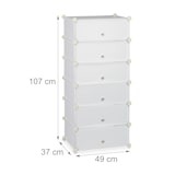 thumbnail of Relaxdays Schuhschrank Kunststoff, Schuhregal geschlossen, Regalsystem 6 Fächer, H x B x T: 107 x 49 x 37 cm, weiß
