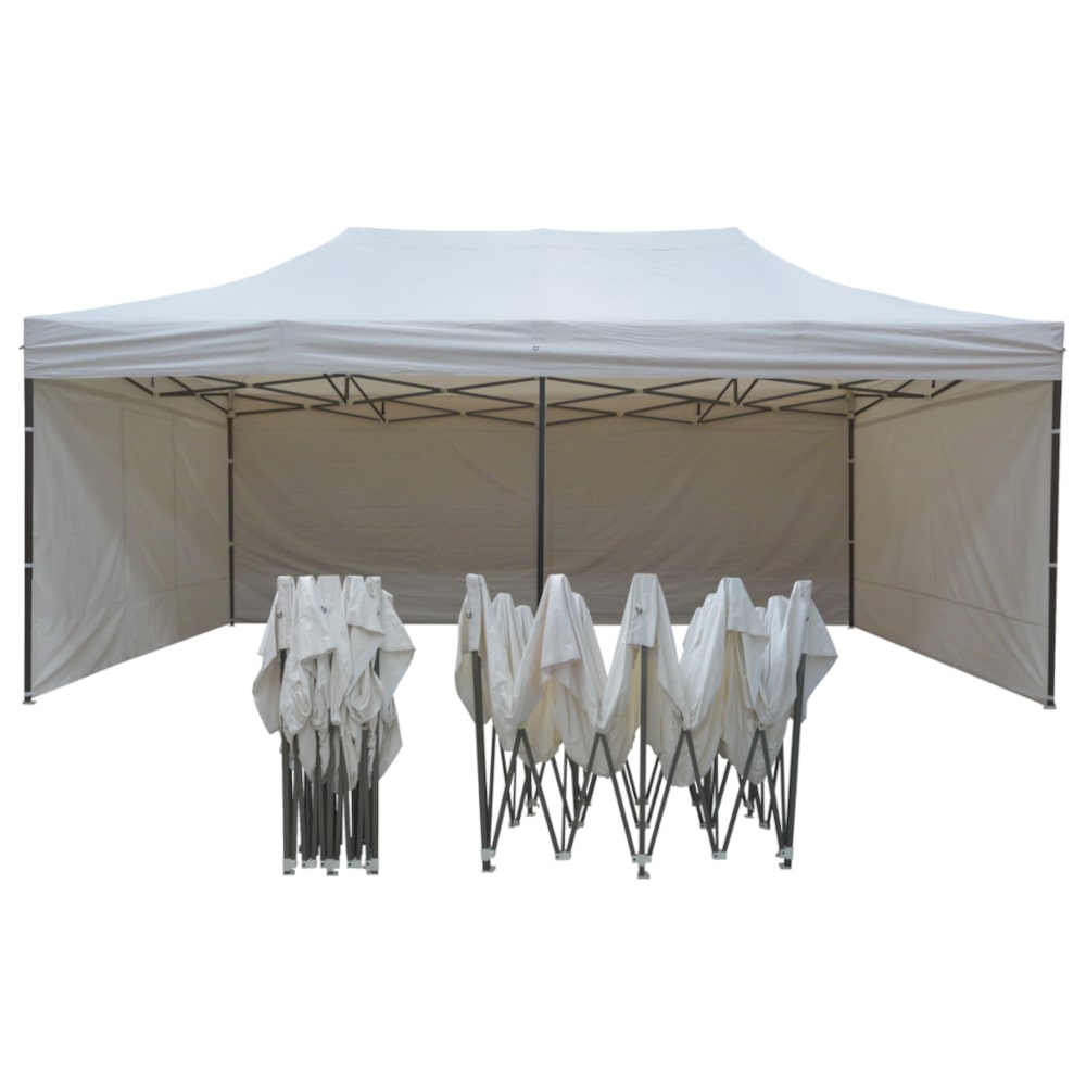Tente pliante 3x6m pack côtés - 4 murs - acier 31mm/polyester 320g - blanc - FRANCE-BARNUMS