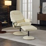thumbnail of Massagesessel 79.5x75x107 cm mit Liegefunktion, Heizung & Hocker, Relax-Fernsehsessel aus PU-Stoff, 360° Drehung, Beige