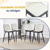 thumbnail of 2er-Set Barhocker aus PU-Leder und Metall in Weiß/Dunkelgrau, 100 cm hoch, mit Rückenlehne und Fußraste