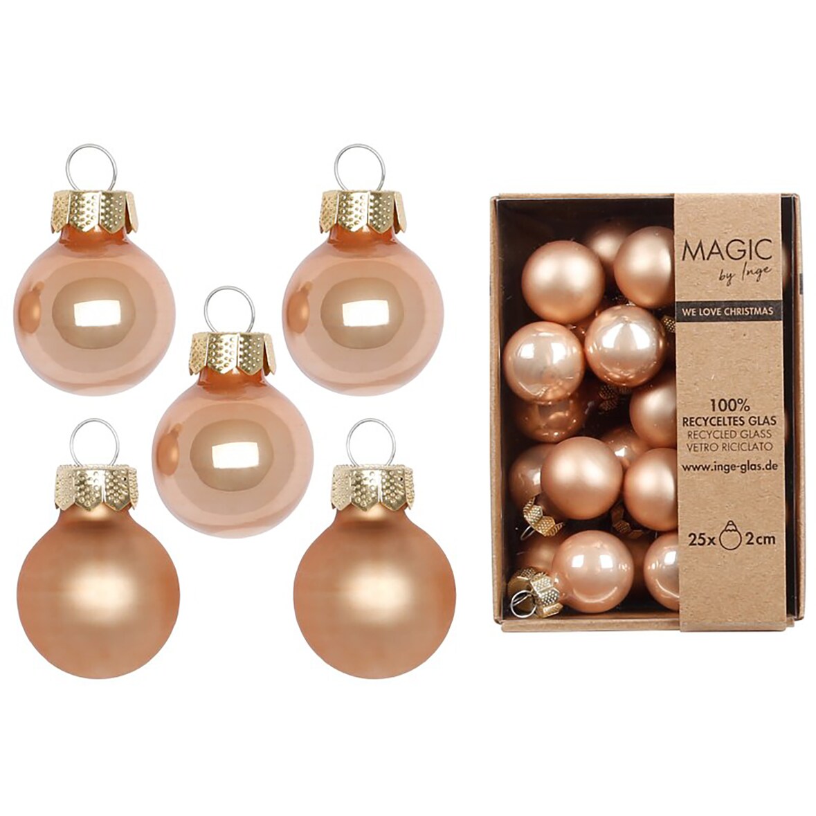 25 Weihnachtskugeln Glas 2cm matt & glänzend Christbaumkugeln Weihnachtsbaumkugeln Mini Christbaumschmuck Weihnachtsbaumschmuck Deko Beige