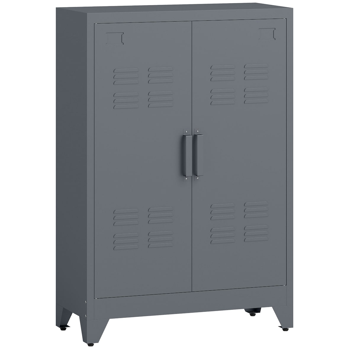 HOMCOM armario de almacenamiento aparador de metal con doble puerta y 2 estantes ajustables para oficina salón dormitorio 75x33x110 cm gris