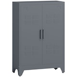 thumbnail of HOMCOM armario de almacenamiento aparador de metal con doble puerta y 2 estantes ajustables para oficina salón dormitorio 75x33x110 cm gris
