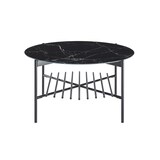 thumbnail of SalesFever Mesa de centro Ø 84cm | rodada | Placa de vidro de 6 mm em aspecto mármore | Estrutura metálica | L 84 x P 84 x A 43 cm | Preto
