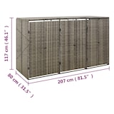 thumbnail of vidaXL Containerberging driedubbel 207x80x117 cm poly rattan grijs