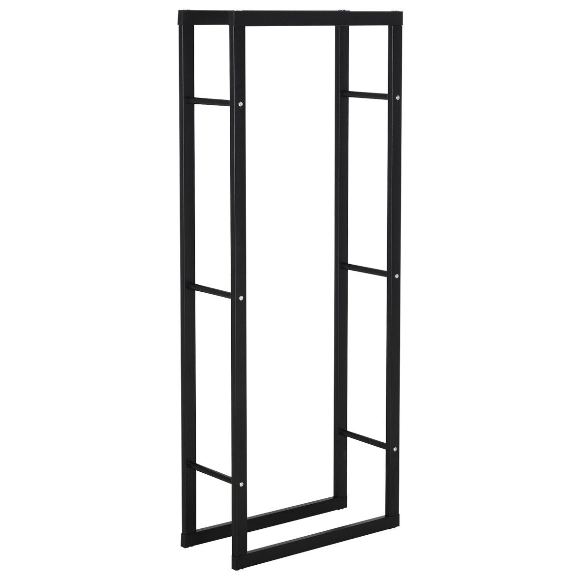 HOMCOM Scaffale Portalegna Moderno Verticale Legnaia in Ferro Nero