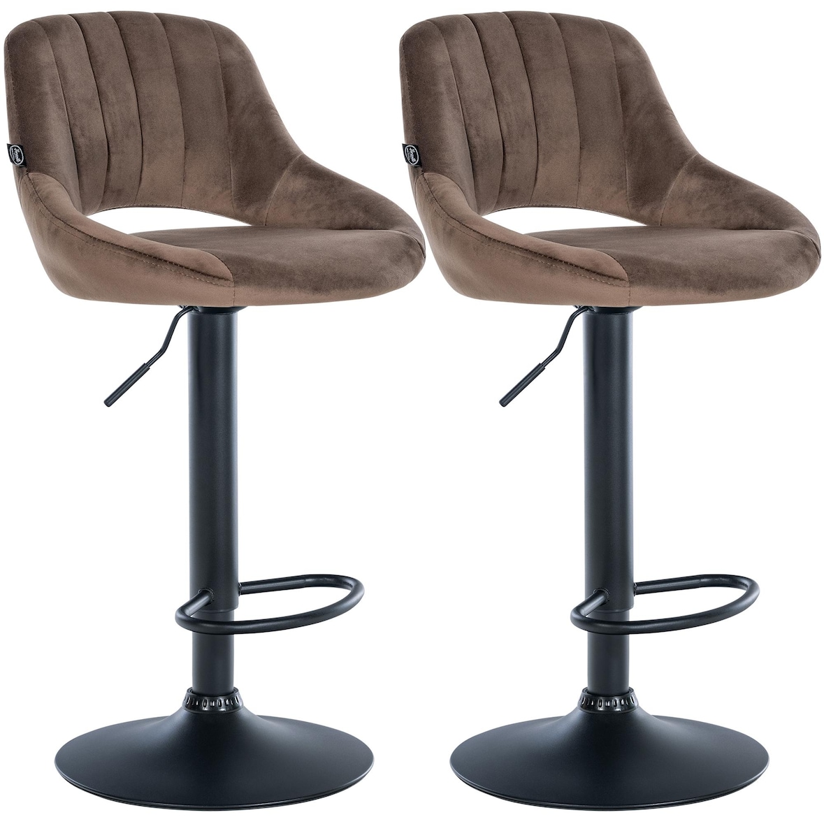 CLP Set van 2 barkrukken Milet fluweel Fluweel HBT: 85x47x48 cm Metaal mat zwart bruin