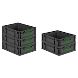 thumbnail of Eurobox NextGen Color, HxBxT 12x30x40cm, 11 Liter, Griffe grün zu, Schwarz, Eurobehälter, Transportbehälter