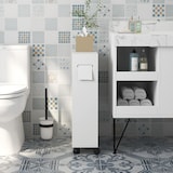 thumbnail of kleankin mueble auxiliar baño moderno armario de baño con 4 ruedas 2 agujeros para papel 2 armarios y estantes ajustables para salón 52x17x67 cm