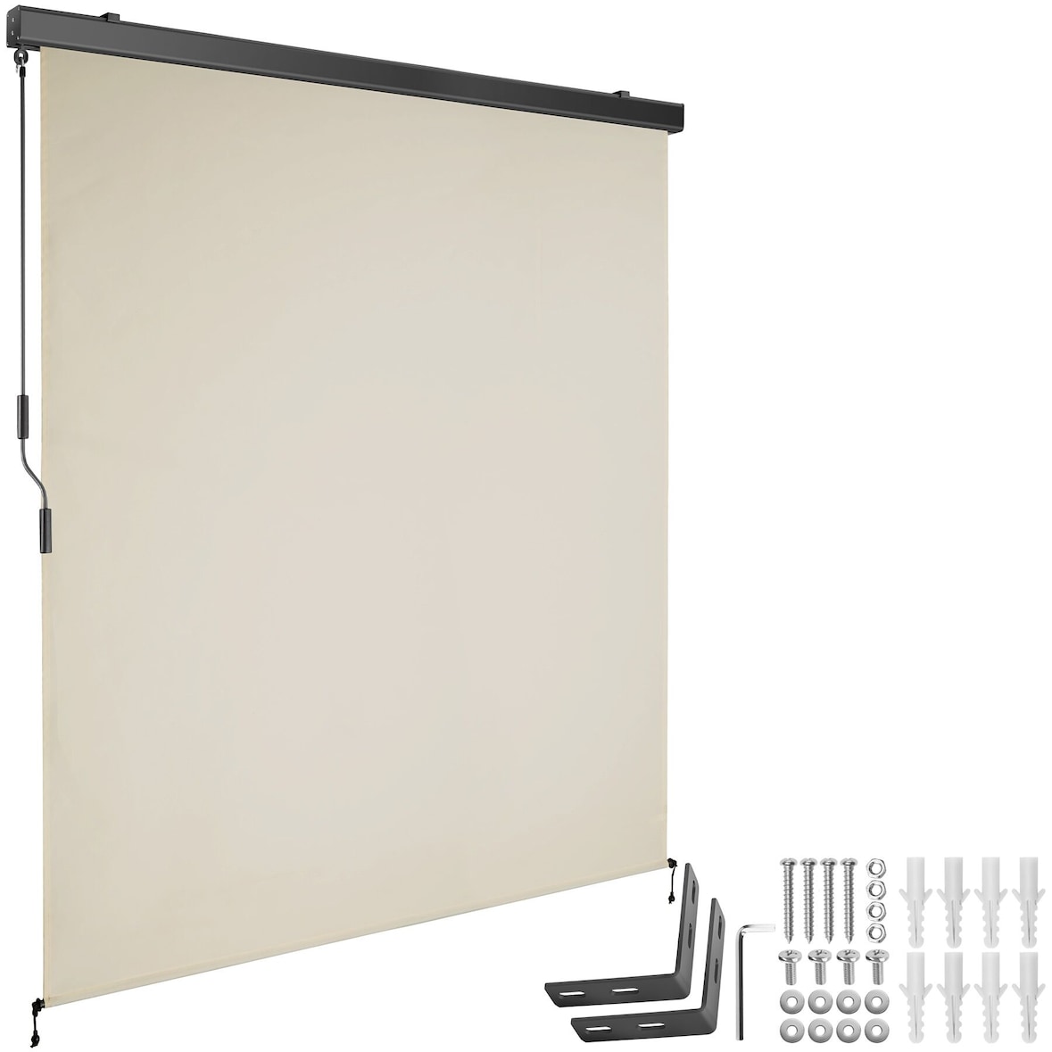 tectake Estor vertical ELOISE con 2 soportes de pared - 160 x 250 cm beige