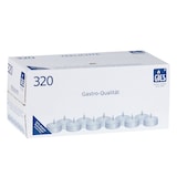 thumbnail of Gies Premium-Lichte, 6 Stunden Brenndauer, Ø 38mm, in Metallhülsen, 320er-Karton weiss