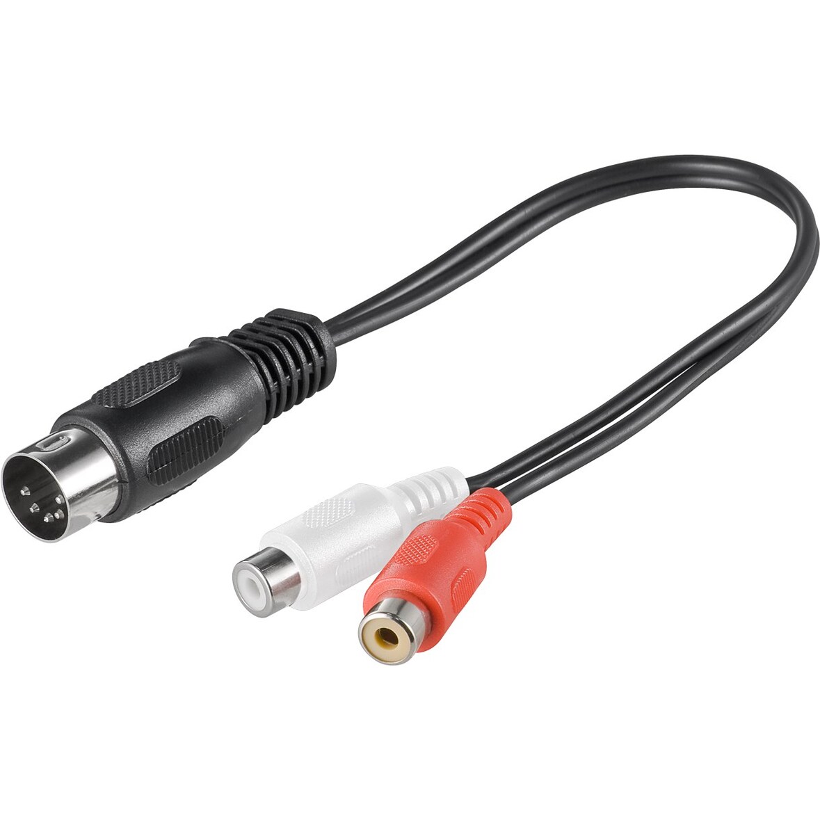 Goobay 50002 Audio Kabeladapter, DIN-Stecker zu stereo Cinch-Buchse, 0.2 m - DIN-Stecker 180° (5-Pin) > 2x Cinch-Buchse (Audio links/rechts)