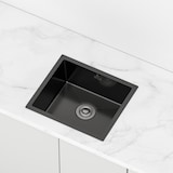 thumbnail of Gasfrit - Keukenspoelbak met sifon voor opbouwmontage van roestvrij staal in zwarte kleur, 1 spoelbak, 470 x 410 mm