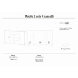 thumbnail of SARMOG MOBILE 2 ANTE 4 CASSETTI KIT L136 P41 H86 in truciolare nobilitato color noce stelvio e bianco fiammato