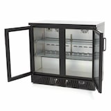 thumbnail of Maxima - 9400905 Refrigerador de bebidas 2 puertas con bisagras LED doble vidrio cerradura negro 214L 92x51,5x85 cm