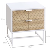 thumbnail of HOMCOM mesilla de noche con 2 cajones mesita de noche con patas de acero gabinete de noche para salón dormitorio cama 45x39x48 cm blanco y roble