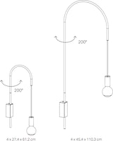 thumbnail of Zafferano - Filo Wandleuchte, 200° schwenkbar, lackiertes Metall, E27-Glühbirne max. 60 W enthalten, H 110 cm - Schwarz
