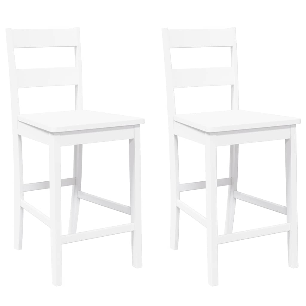 vidaXL Barhocker 2 Stk. Weiß Massivholz Gummibaum