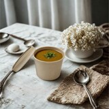 thumbnail of Pot alimentaire Gamme Kraft Brun 340 ml (12 oz) avec couvercle 9 X 7.3 X H.9 cm (25 U)