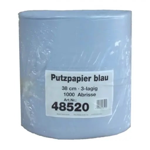 Putztuchrolle Metsä Tissue Neutral XXL, blau, 100 % Zellstoff, 3-lagig, 38x36 cm, perforiert, 1.000 Blatt #485205