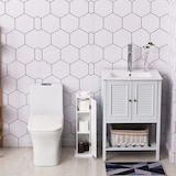 thumbnail of HOMCOM armario de baño estrecho mueble de baño con orificio para papel higiénico y estantes estilo moderno 19,5x19,5x65 cm blanco