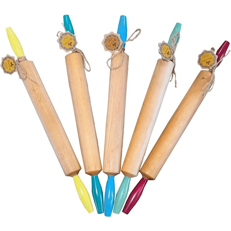 Nudelholz aus Holz mit Griffen – 50 x 4,5 cm – Backzubehör und Küchenbedarf – Blau