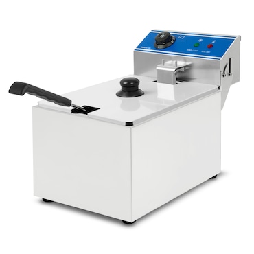 VERTES Freidora de acero inoxidable, capacidad de 8 litros, 50-200 °C, 2800 W, 230 V, principio de zona fría, freidora para hostelería.