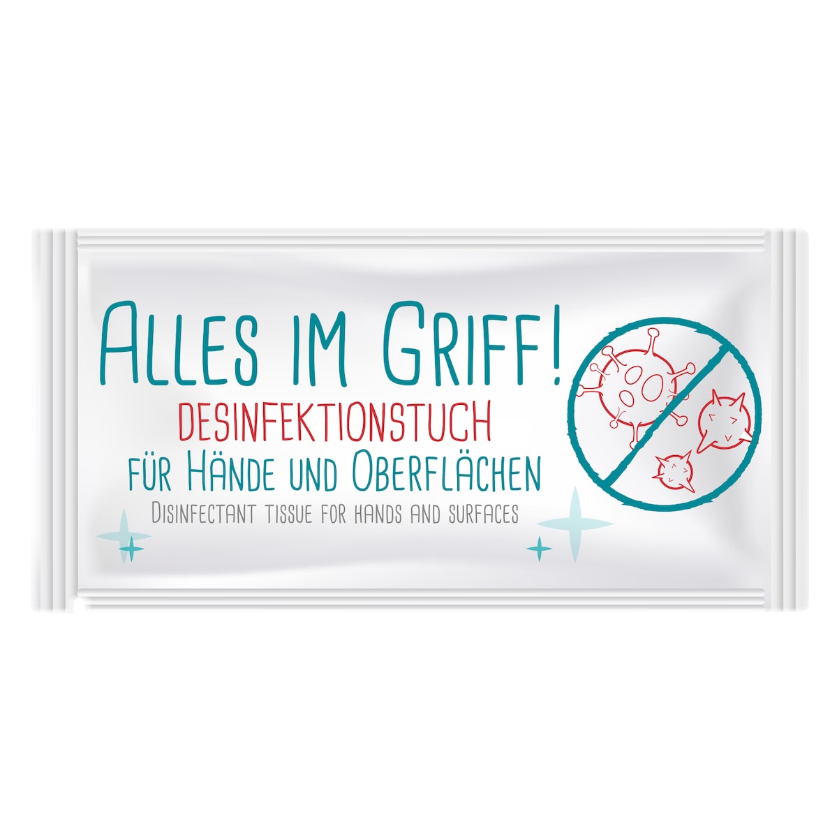 Desinfektionstücher einzeln verpackt -Alles im Griff- 2in1 für Hände und Oberflächen  1 Stück