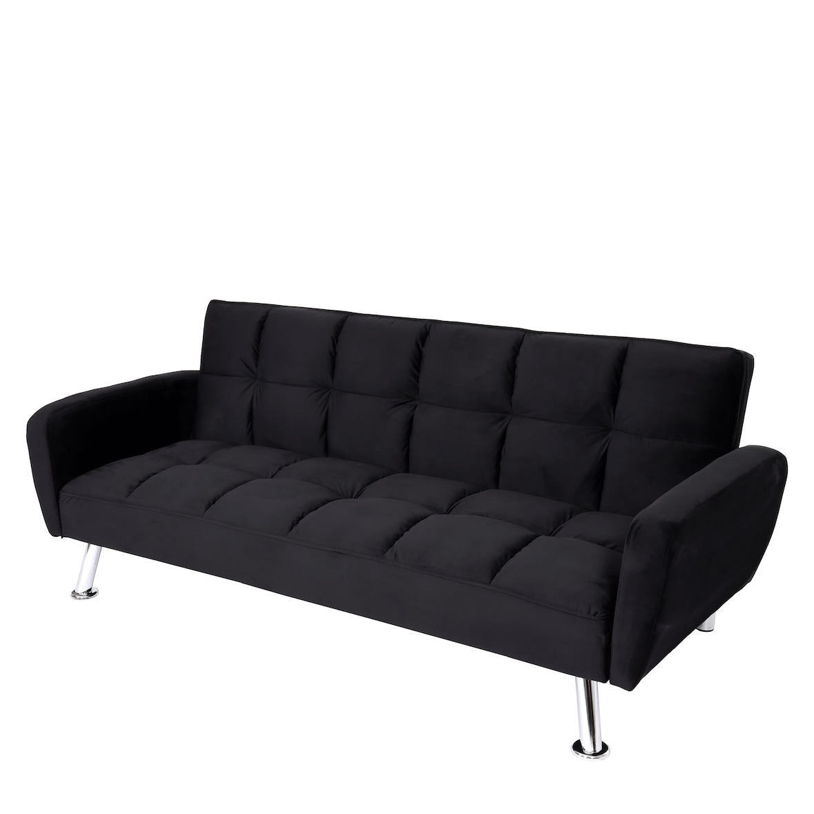 Sofa HWC-K19, Couch Schlafsofa Gästebett Bettsofa Klappsofa, Nosagfederung Schlaffunktion 203cm ~ Samt schwarz