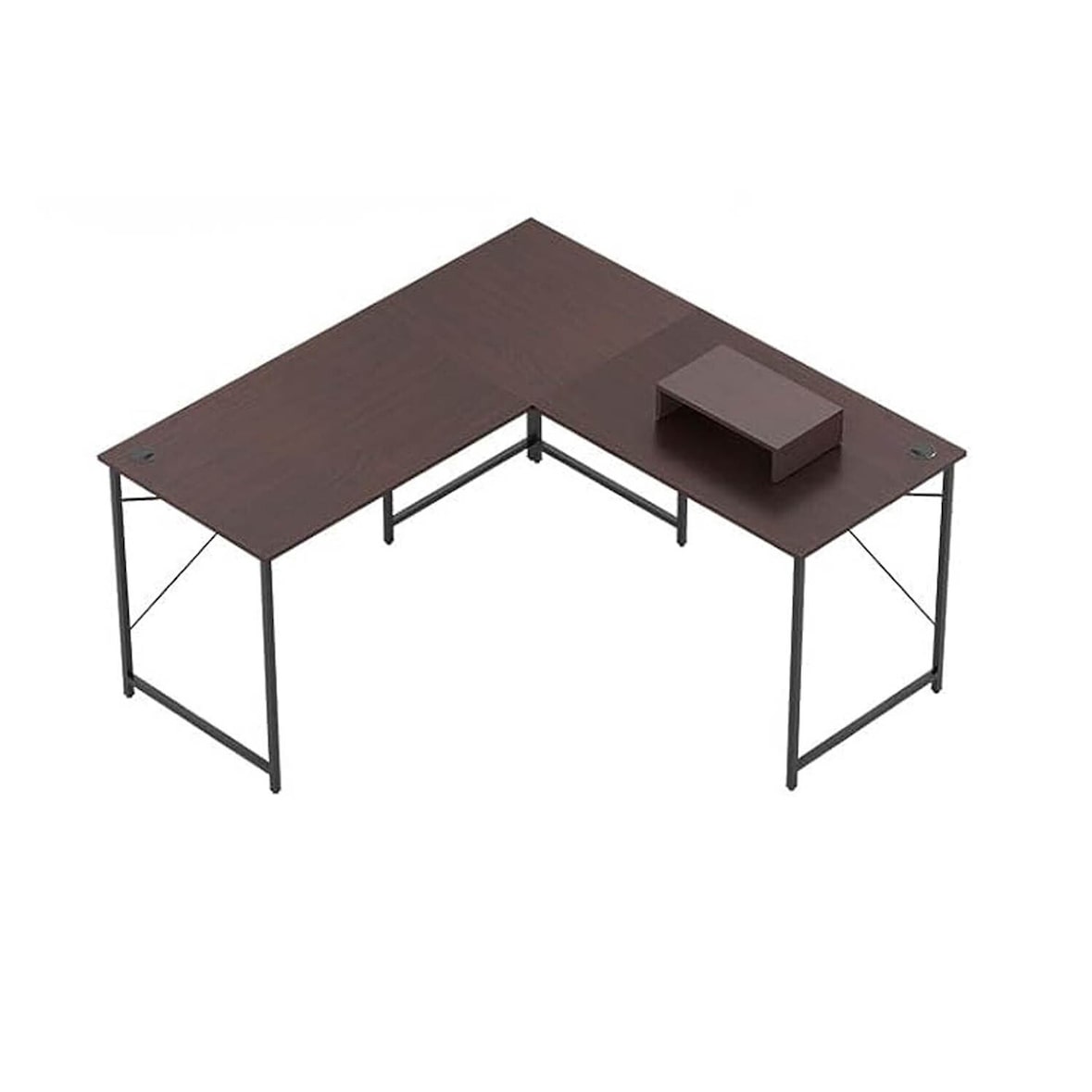 COSTWAY Escritorio en forma de L, escritorio de esquina reversible, mesa de esquina con orificios para cables y soporte extraíble para CPU/monitor