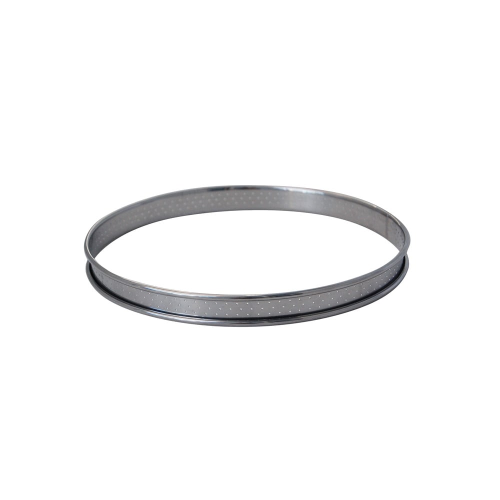 Cercle à tarte perforé bord roulé 8 cm en inox -  Argent / Métallique Rond Acier Inoxydable (inox  De Buyer 8.00x8.00 cm