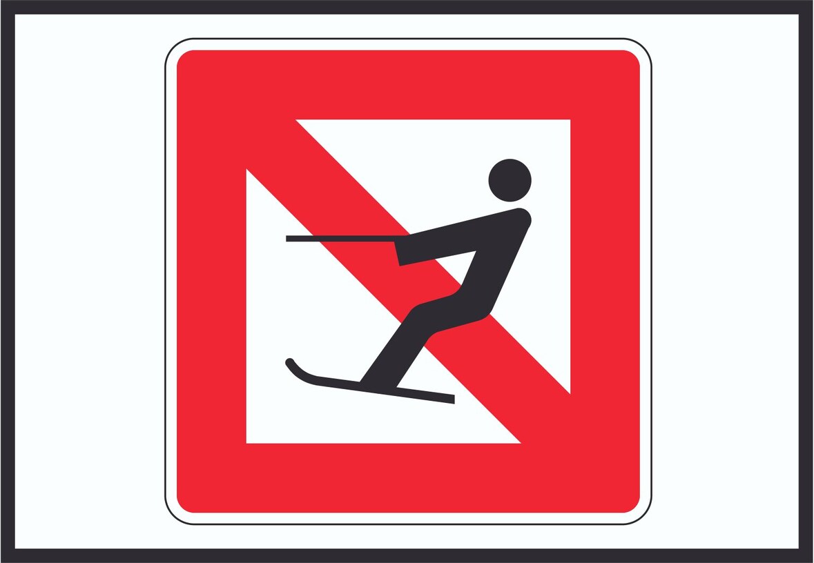 Wasserskilaufen verboten! Symbol A3 Rückseite selbstklebend