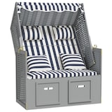 thumbnail of vidaXL Strandstoel met kussens poly rattan en hout blauw en wit