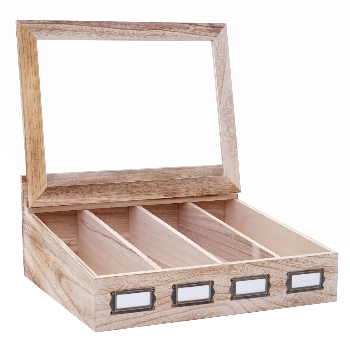 Aufbewahrungsbox HWC-C25, Teebox Schmuckkästchen Kiste, Paulownia 17x37x33cm ~ naturbraun