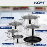 thumbnail of Kopf Topfset Merkur aus Edelstahl - Induktionstöpfe mit Schüttrand, Literskala und Glasdeckel – 6-teilig