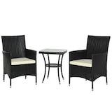 thumbnail of Conjunto de Muebles de Exterior de Ratán 1 Mesa 2 Sillas Estructura Metal Negro