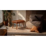 thumbnail of Sitzhocker 67x47x39 cm Mango Massivholz / Echtleder Chesterfield-Design, Lederhocker Braun, Beistellhocker Hocker ohne Lehne, Country