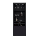 thumbnail of Mueble Bar Nebo en melamina con 4 estantes , 2 puertas , 10 portabotellas y 8 portacopas , negro , 190 cm  X 75 cm  X 36.5 cm