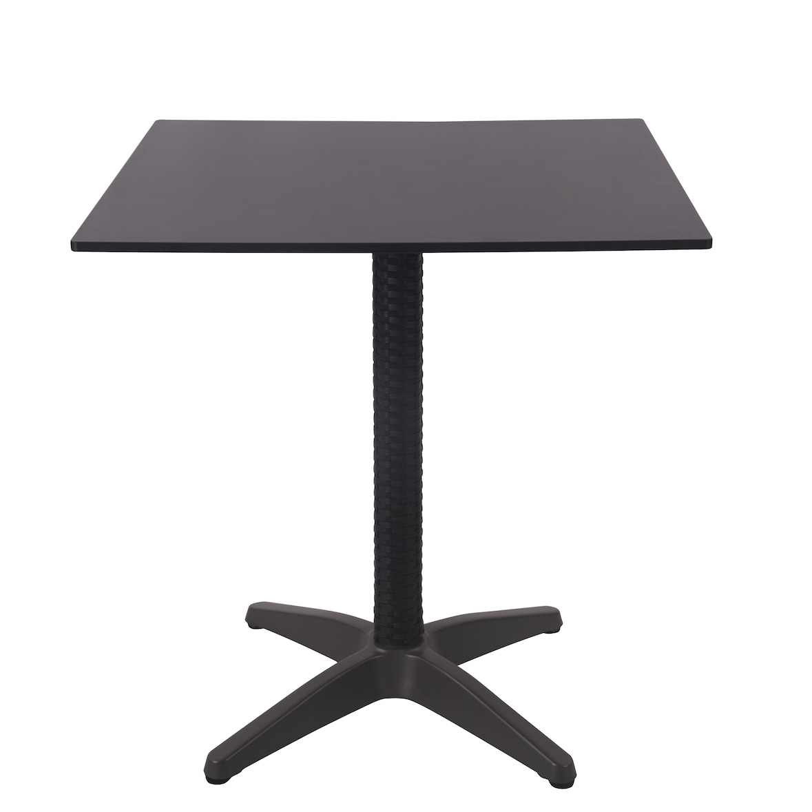METRO Professional Mesa para bistro, aluminio / ratán PE,  70 x 70 x 74 cm, tablero HPL, negro