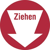 thumbnail of Türschild, Ziehen, rot, langnachleuchtend, Ø 100 mm - 100 mm Folie selbstklebend, nachleuchtend