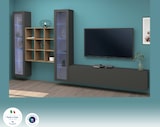 thumbnail of Dmora Wohnzimmermöbel Egidio, Wohnzimmer-Set TV-Möbel mit 3 Türen, Mehrzweck-Wohnmöbel mit Vitrine und LED-Licht, cm 350x30h180, Anthrazit und Ahorn
