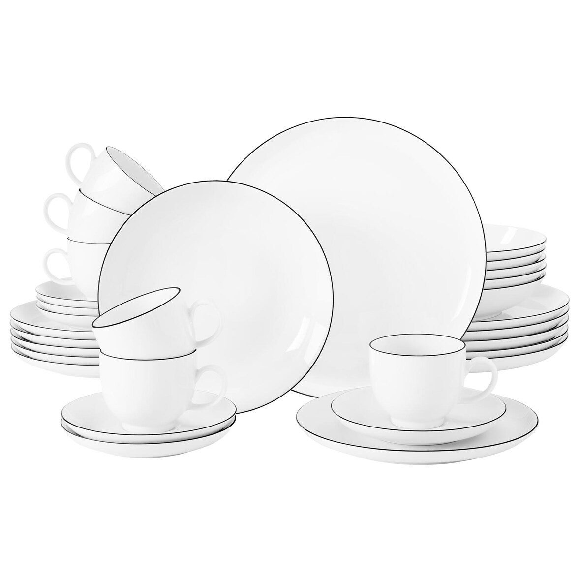 Seltmann Weiden Lido Black Line Kombiservice 30-teilig rund